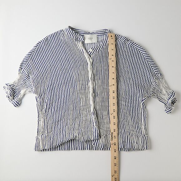 Just Female Blouse Shirt Women's Medium Striped Classic Resort Costal Preppy - Picture 4 of 8